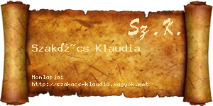 Szakács Klaudia névjegykártya